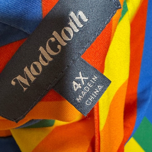 ModCloth Rainbow Stripe Halter Dress Knot Keyhole Detail Summer Festival - Picture 9 of 10